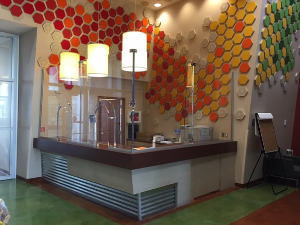 A custom bulletproof barrier system at a corporate office