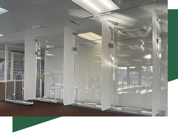 An example of bullet proof windows within the interior of a TSS customer's building