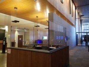 city building check-point with bulletproof windows