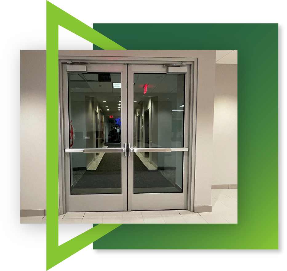 An example of aluminum security doors engineered and installed by Total Security Solutions