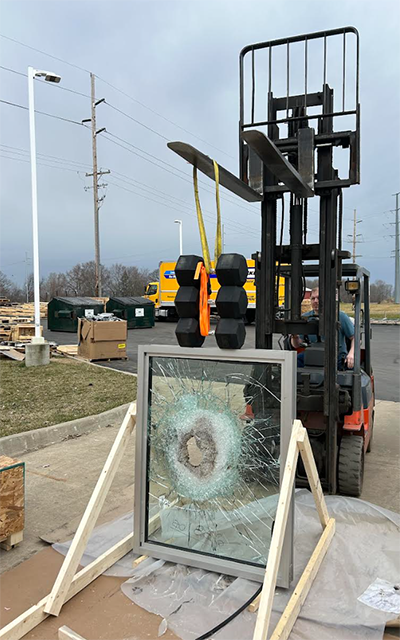 The simulation of a real-world break-in on glass meeting ASTM F3038-21 standards