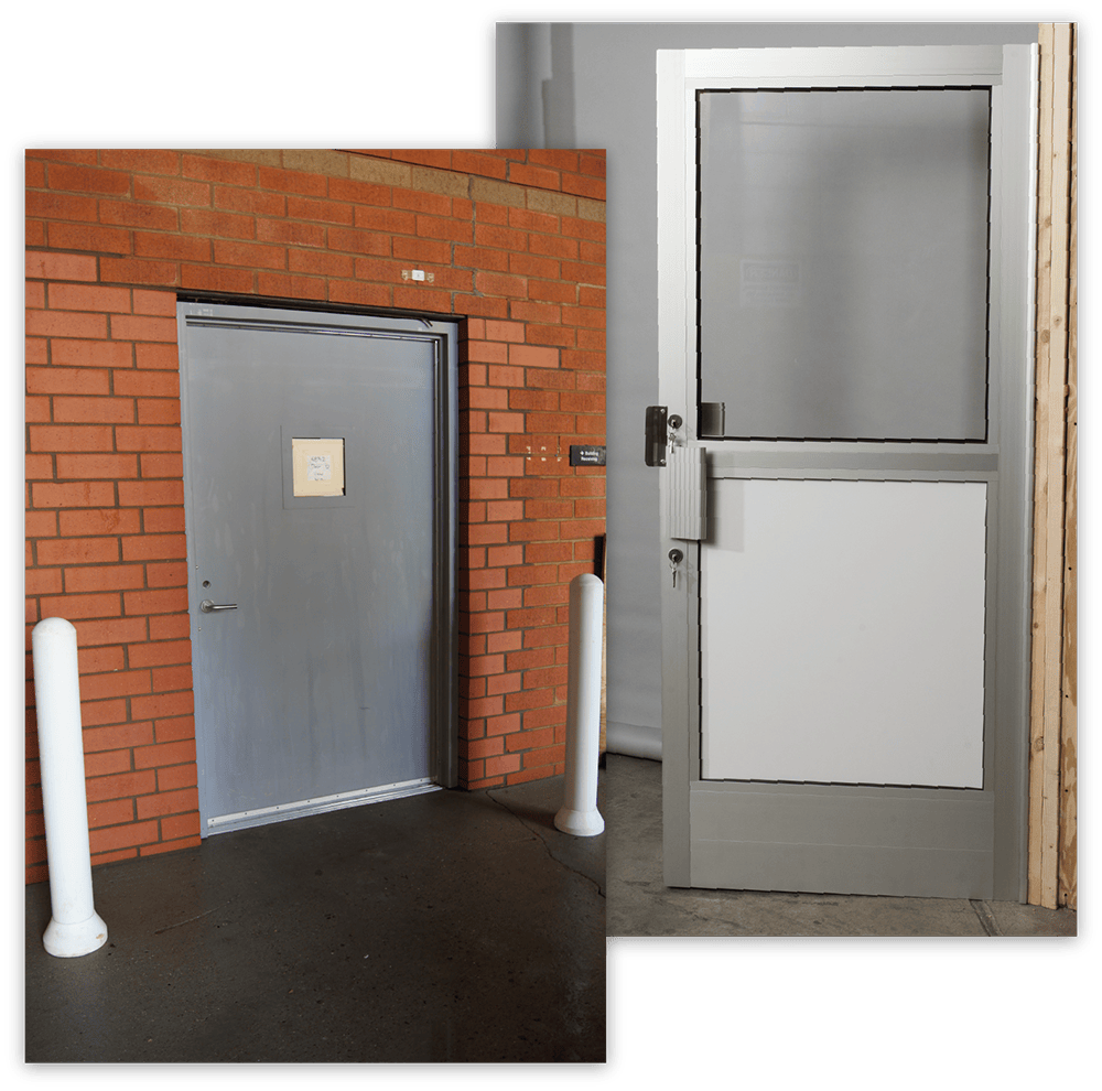A collage of custom security door options from Total Security Solutions