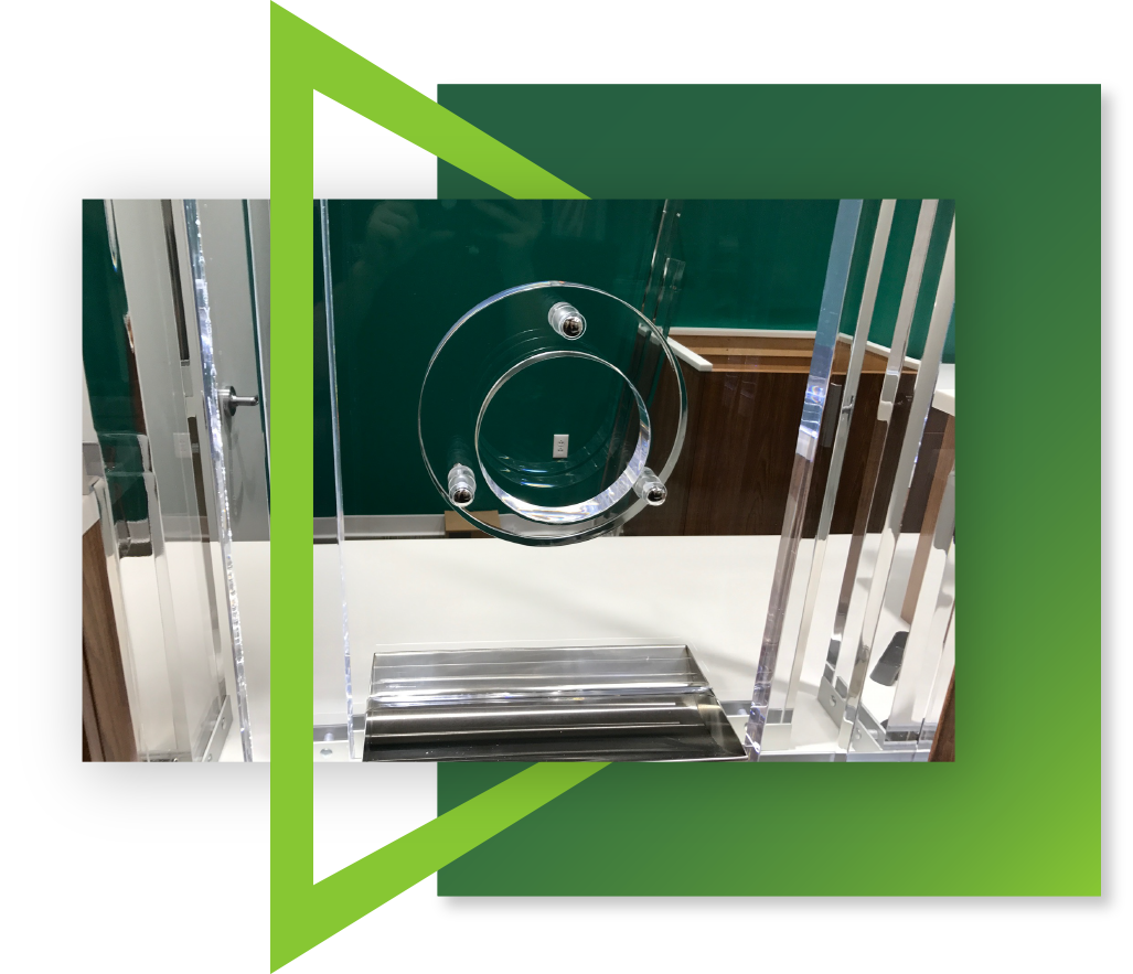 A photo of a speak-thru system paired with bullet-resistant glass