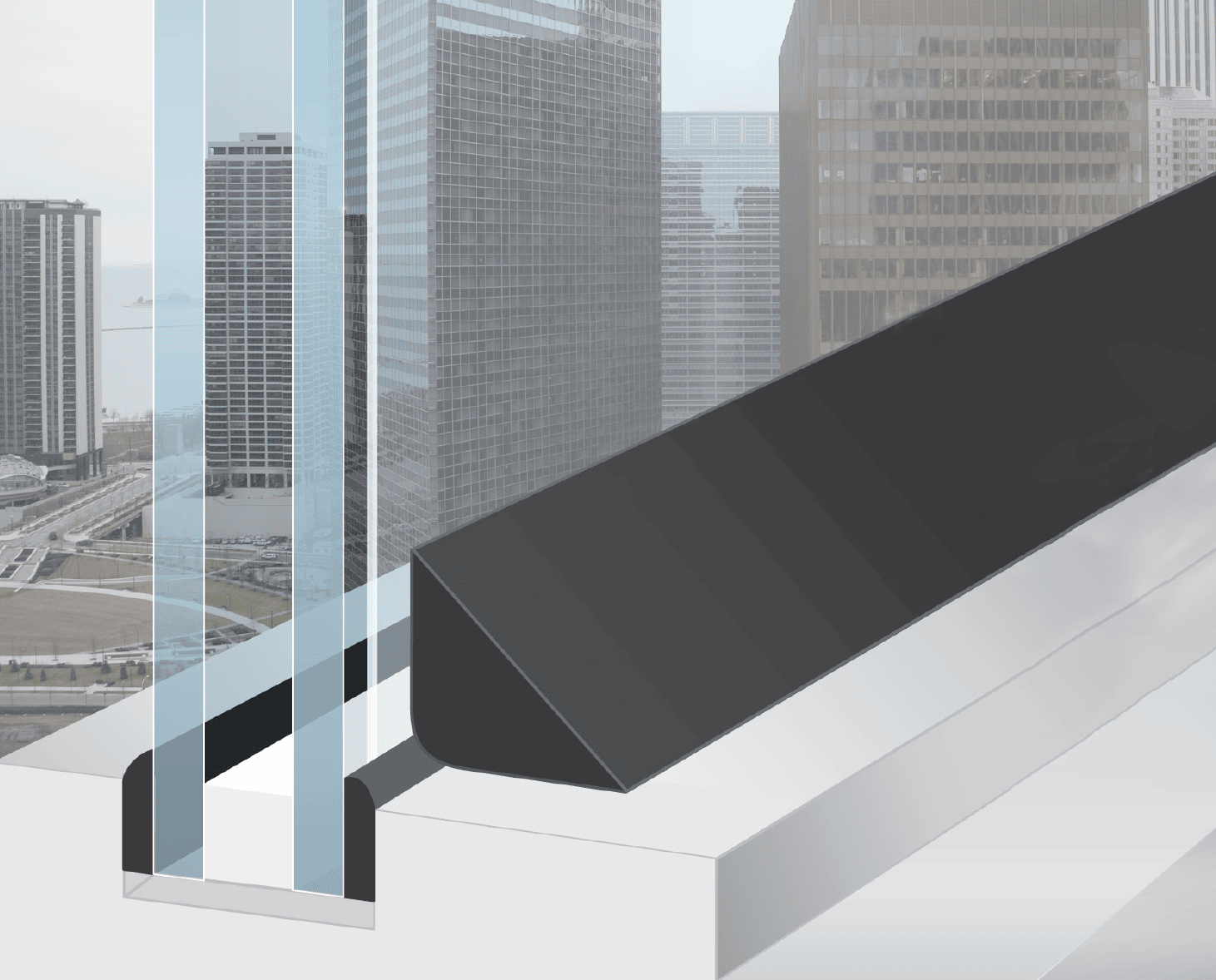 A depiction of the Wet Glaze Anchoring System for safety/security window film